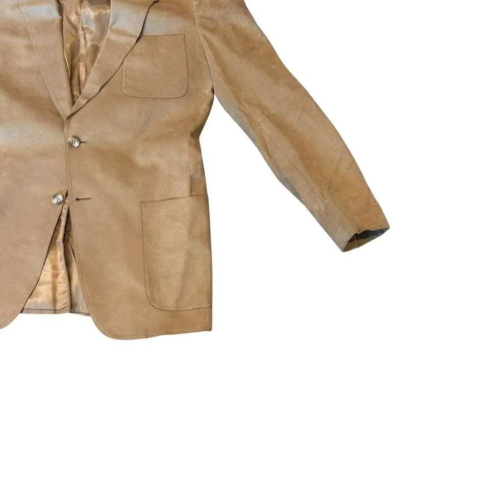 Vintage 80s Tan Faux Suede Blazer 2 Button Men’s 40L